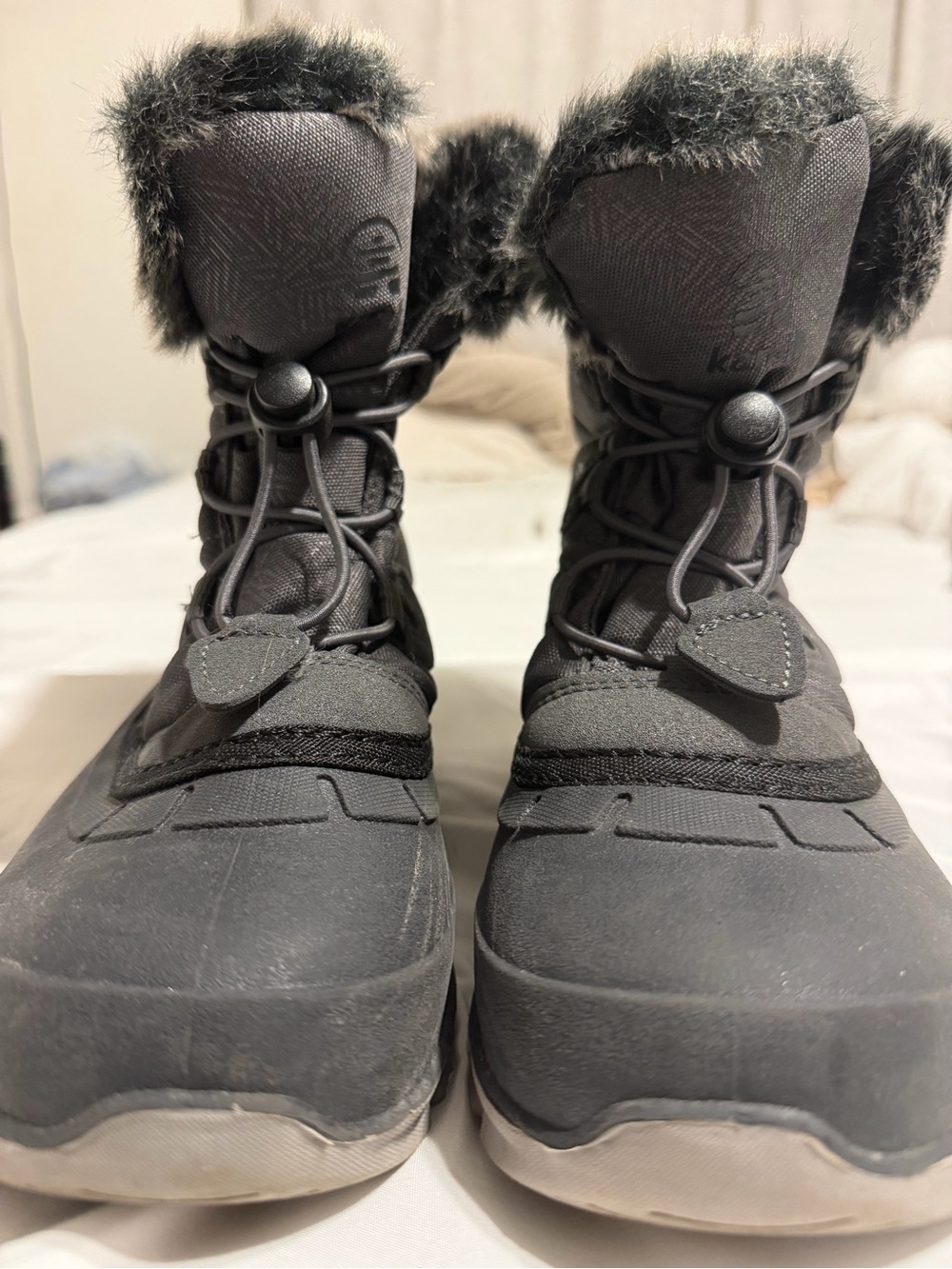 Kamik Women's Gray Faux-Fur Trim Winter Boots